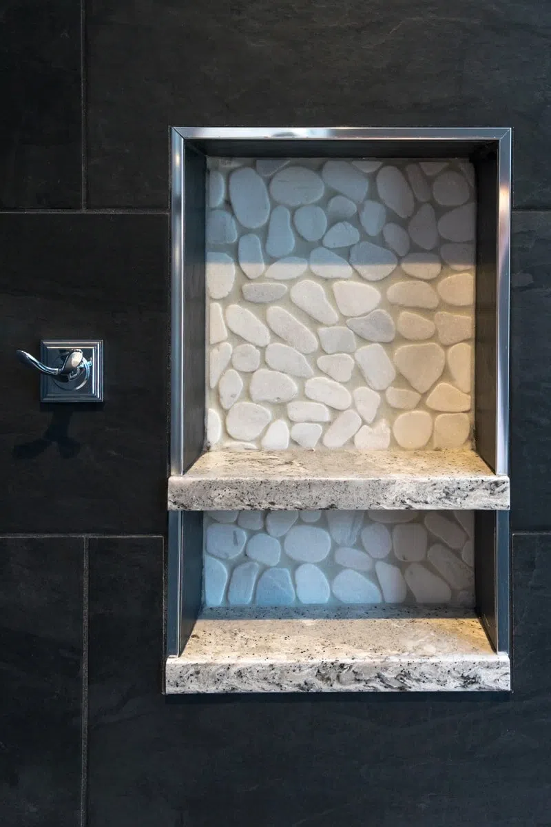 River Rock \u0026 Stacked Stone Shower, image size:800x1200